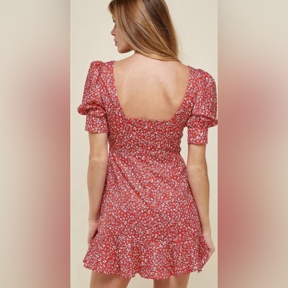 NWT Red Floral Summer Mini Dress - Picture 2 of 6